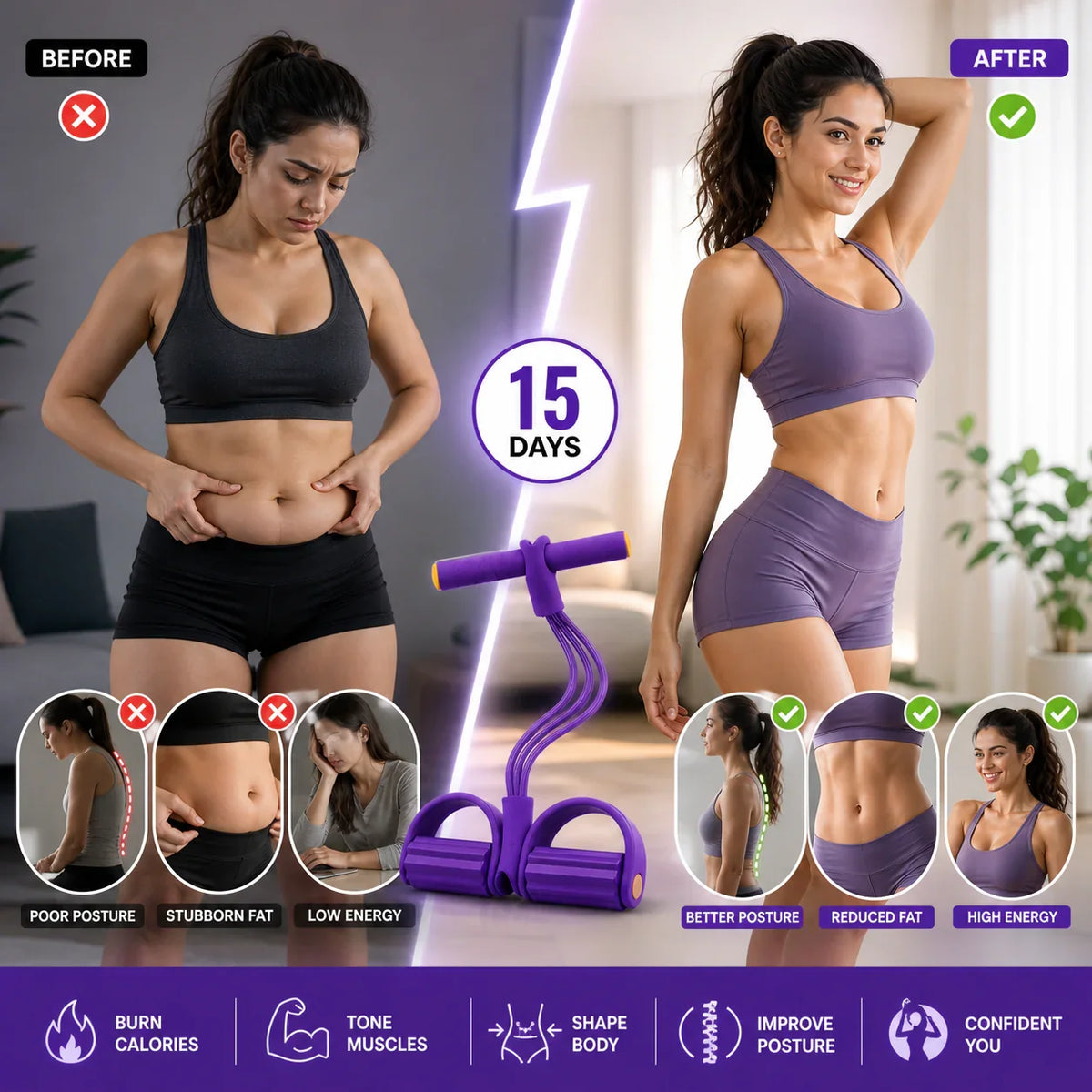 SAZILO - Yoga Pedal Puller Resistance Band With Handles