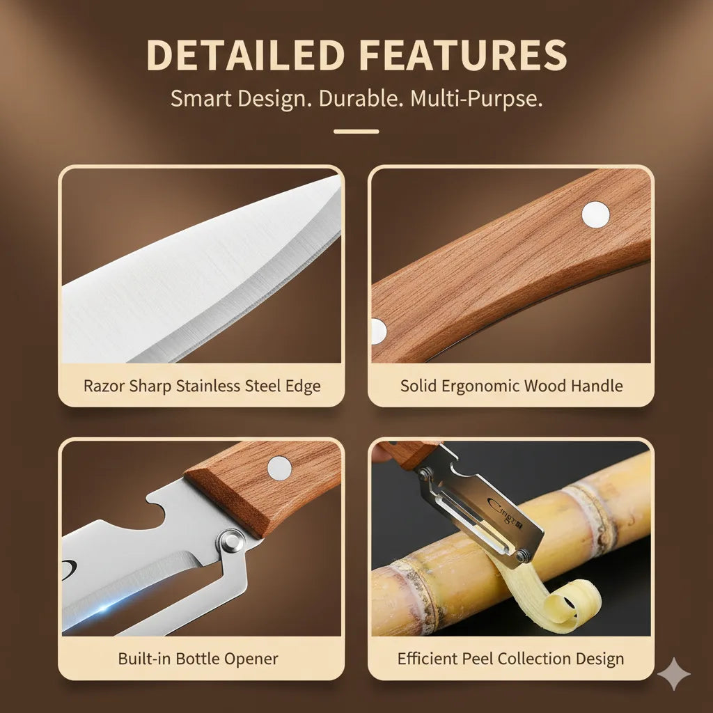 SAZILO™ 3-in-1 Premium Stainless Steel Vegetable Peeler with Bottle Opener