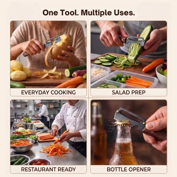 SAZILO™ 3-in-1 Premium Stainless Steel Vegetable Peeler with Bottle Opener