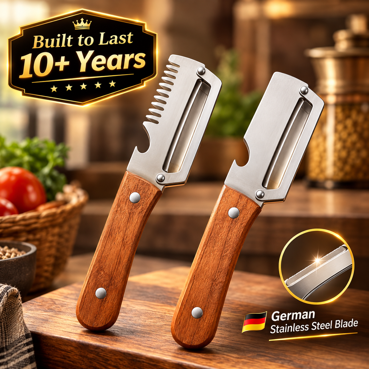 SAZILO™ Vegetable Peeler - Peel 40% Faster • Blade Stays Sharp 5+ Years • Comfortable Grip